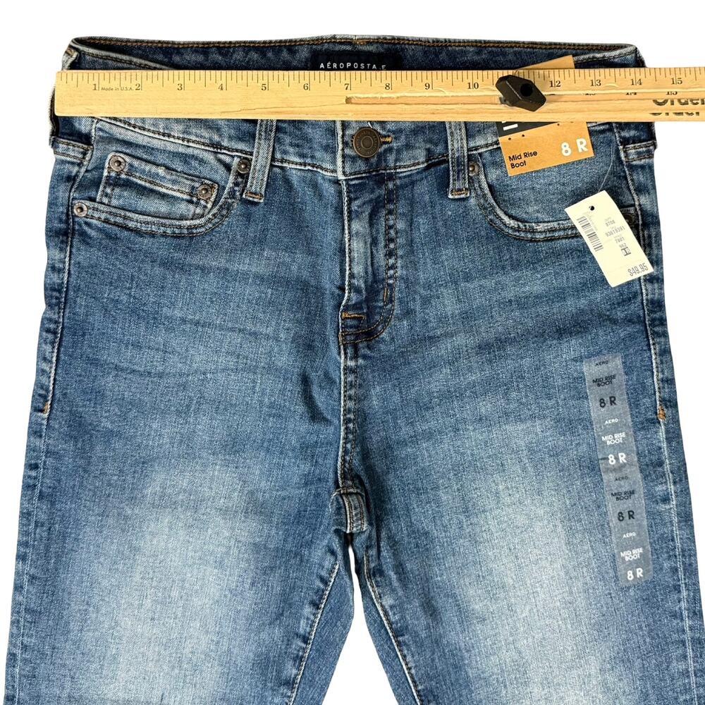 Aeropostale Blue Mid Rise Bootcut Boot Jeans Medium Wash Size 8 R NEW Tags - Picture 5 of 10